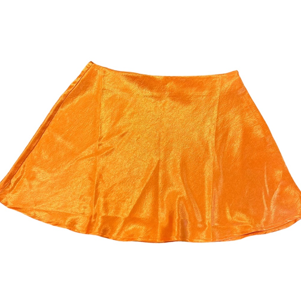 NWOT Akira Orange Polyester Satin Skirt M